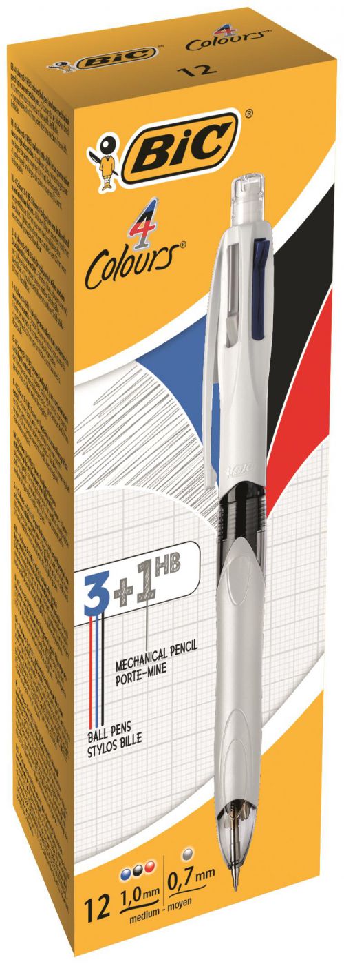 BIC 4-Colours Multifunction Ball Pen & Pencil 942104 - Pack 12
