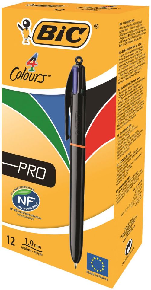 BIC 4-Colours Pro Ball Pens 902129 - Pack 12