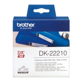 Brother DK-22210 Black on White Paper Label Roll 29mmx30.48m DK22210