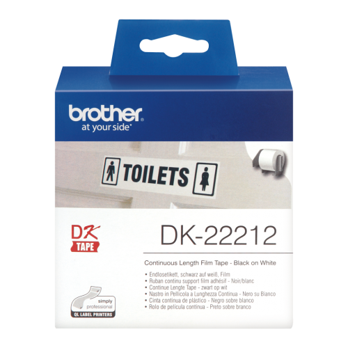 Brother DK-22212 Black on White Film Label Roll 62mmx15.24m DK22212