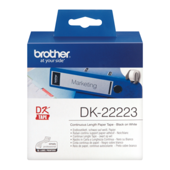 Brother DK-22223 Black on White Paper Label Roll 50mmx30.48m DK22223