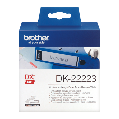 Brother DK-22223 Black on White Paper Label Roll 50mmx30.48m DK22223