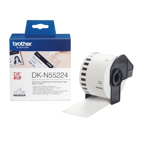 Brother DK-N55224 Black on White Non-Adhesive Paper Roll 54mmx30.5m DKN55224
