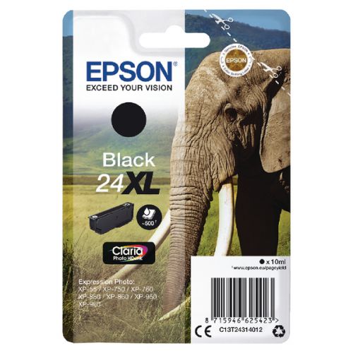 Epson Inkjet Cartridge Black 24XL C13T243140 Elephant