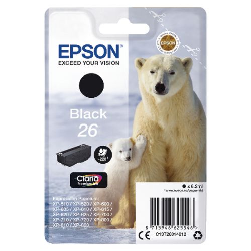 Epson Inkjet Cartridge Black 26 C13T260140 Polar Bear