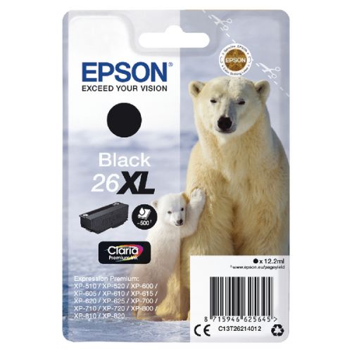 Epson Inkjet Cartridge Black 26XL C13T262140 Polar Bear
