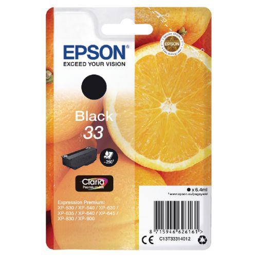 Epson Inkjet Cartridge Black 33 C13T333140 Orange