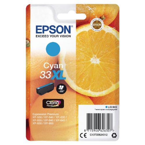 Epson Inkjet Cartridge Cyan 33XL C13T336240 Orange
