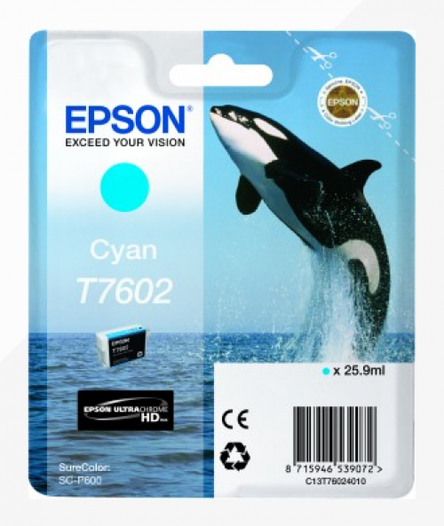 Epson Inkjet Cartridge Cyan T7602 C13T760240 Killer Whale