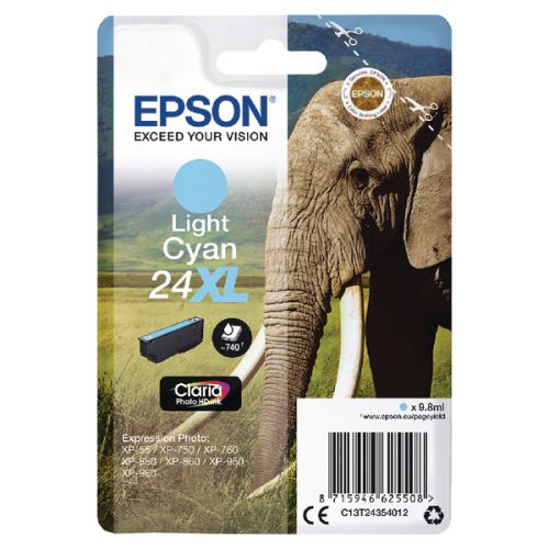 Epson Inkjet Cartridge Light Cyan 24XL C13T243540 Elephant