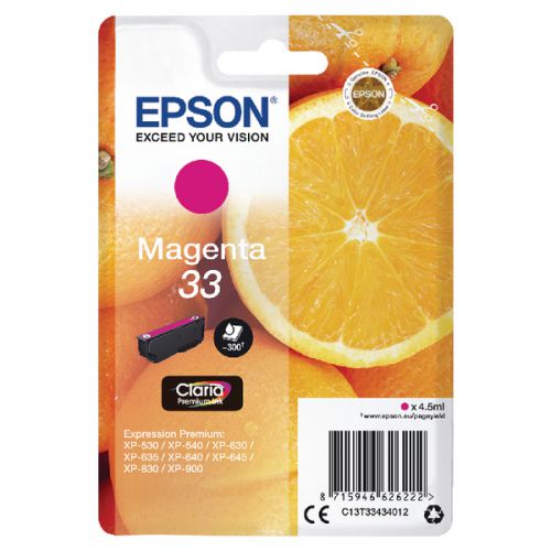 Epson Inkjet Cartridge Magenta 33 C13T334340 Orange