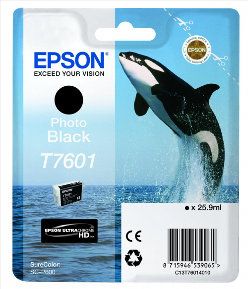 Epson Inkjet Cartridge Photo Black T7601 C13T760140 Killer Whale