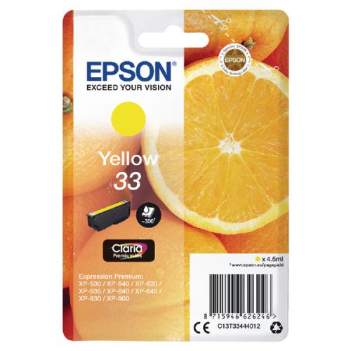 Epson Inkjet Cartridge Yellow 33 C13T334440 Orange
