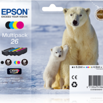 Epson Inkjet Cartridges Black / Cyan / Magenta / Yellow 26 C13T261640 Polar Bear