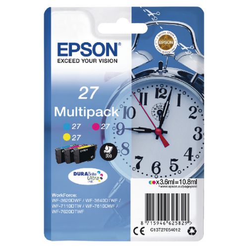 Epson Inkjet Cartridges Cyan / Magenta / Yellow 27 C13T27054012 Alarm Clock
