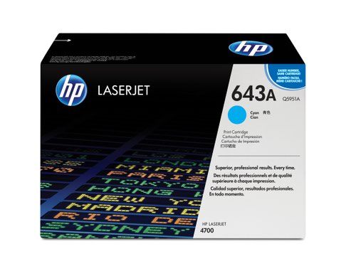 Hewlett Packard - HP Laser Toner Cartridge Cyan 643A Q5951A