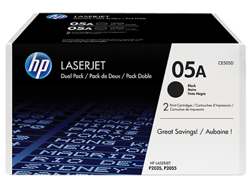 Hewlett Packard - HP Laser Toner Cartridges Black 05A CE505D - Twin Pack