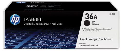 Hewlett Packard - HP Laser Toner Cartridges Black 36A CB436AD - Twin Pack