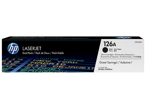 Hewlett Packard Laser Toner Cartridges HP Black 126A CE310AD - Twin Pack