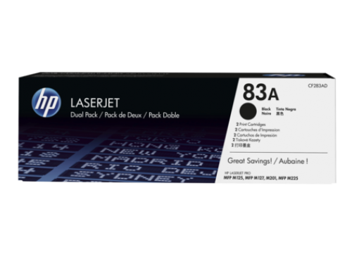 Hewlett Packard Laser Toner Cartridges HP Black 83A CF283AD Twin Pack