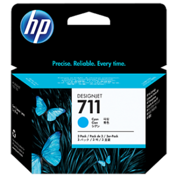 HP 711 Cyan 3 Ink Cartridges CZ134A - Pack 3