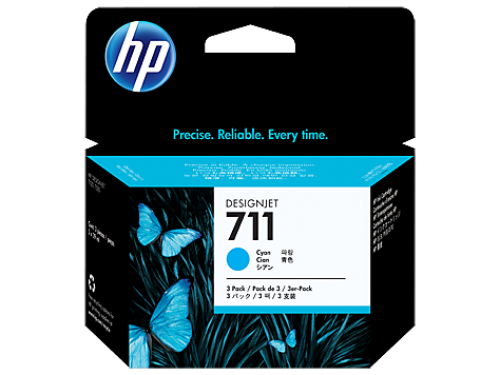 HP 711 Cyan 3 Ink Cartridges CZ134A - Pack 3