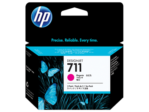 HP 711 Magenta 3 Ink Cartridges CZ135A - Pack 3