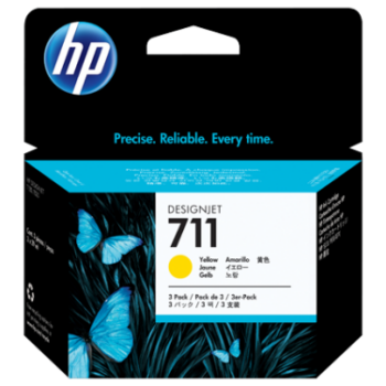 HP 711 Yellow 3 Ink Cartridges CZ136A - Pack 3
