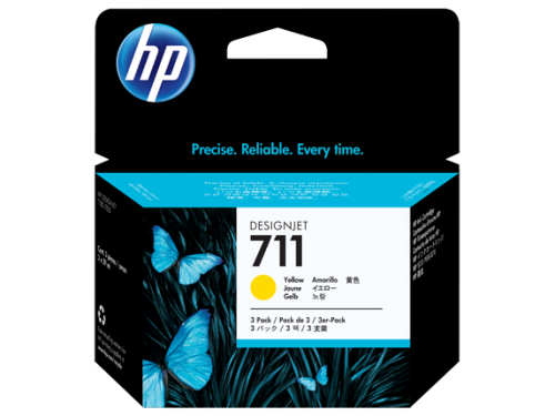 HP 711 Yellow 3 Ink Cartridges CZ136A - Pack 3