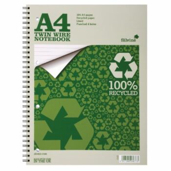 Silvine Notebook Recycled Wirebound Ruled 104pp 70gsm A4 TWRE80 - Pack 12