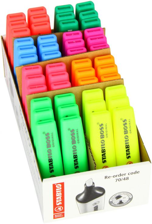 STABILO BOSS Highlighter Chisel Tip Assorted UK/70/48-2 - Pack 48