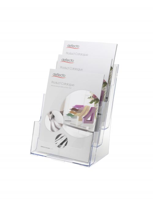 Deflecto Literature Holder 3 Tier A4 Portrait Clear - 77301
