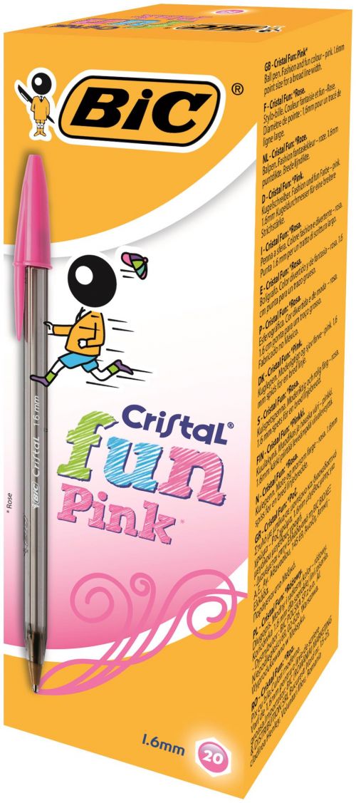Bic Cristal Fun Ballpoint Pens Pink Pack 20 929056 Fusion Office