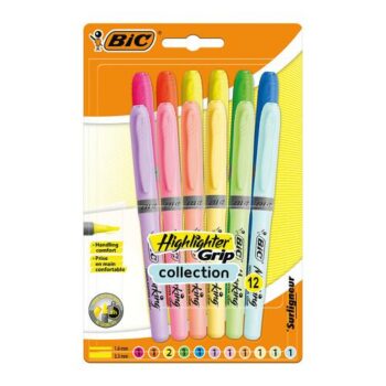 Bic Grip Highlighter Pens Chisel Pastel Colours Pack 12 992562 Fusion Office