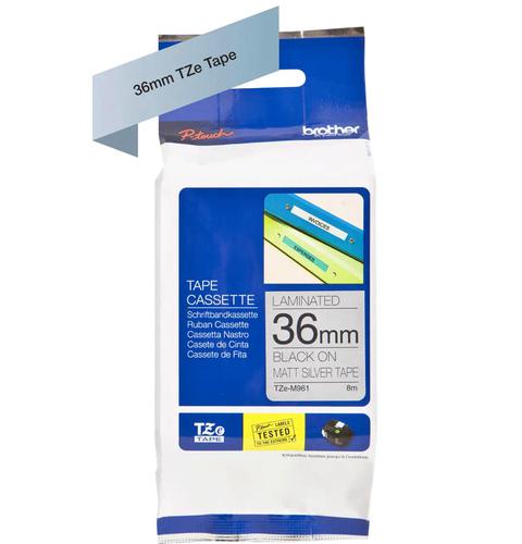 Brother Tze M961 P Touch Black On Silver Label Tape 36mm X 8m Tzem961 Fusion Office