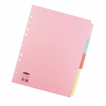 Concord Dividers 5 Part A4 Pastel Assorted Colours 71199 J11 Fusion Office