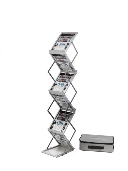 Deflecto Literature Display Floor Standing Folding 6 Shelves A4 Portrait 36100 Fusion Office