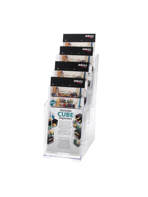 Deflecto Literature Holder 4 Tier Dl Portrait Clear 77701 Fusion Office