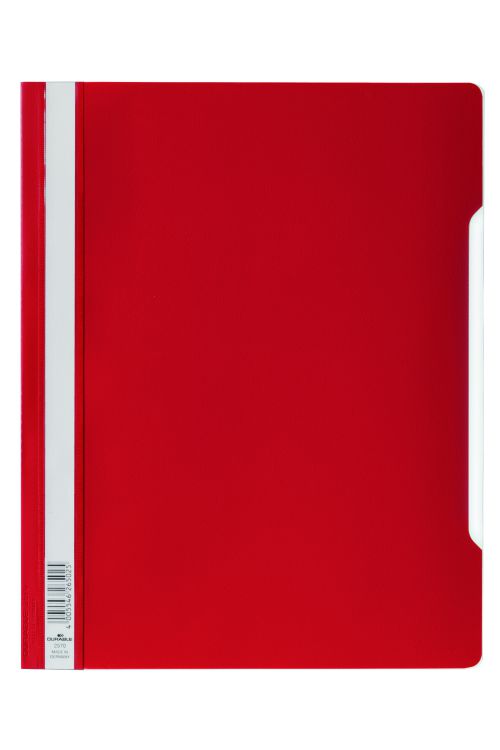 Durable Clear View Red Report Folders Extra Wide A4 Pack 50 257003 Fusion Office