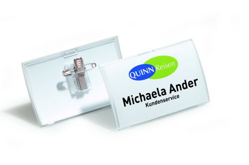 Durable Name Badges With Combi Clip 40x75mm Pack 25 821119 Fusion Office