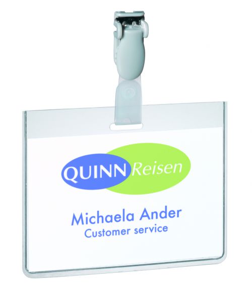 Durable Security Name Badges With Clip 60x90mm Pack 25 814319 Fusion Office