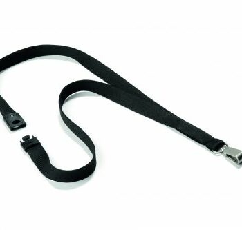 Durable Textile Lanyard Soft Black Pack 10 812701 Fusion Office