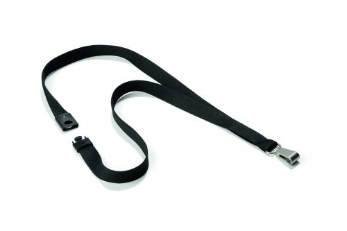 Durable Textile Lanyard Soft Black Pack 10 812701 Fusion Office