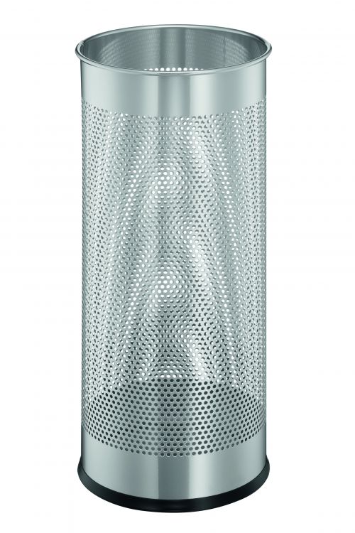 Durable Umbrella Stand Metal Perforated 285 Litre Silver 335023 Fusion Office