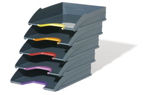 Durable Varicolor Letter Tray Set Pack 5 770557 Fusion Office