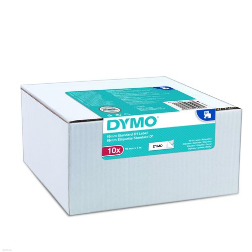Dymo D1 Label Tapes 19mmx7m Black On White Pack 10 2093098 Fusion Office