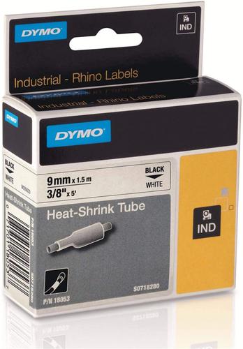 Dymo Rhino Industrial 18053 Heat Shrink Tube 9mmx15m Black On White 18053 Fusion Office