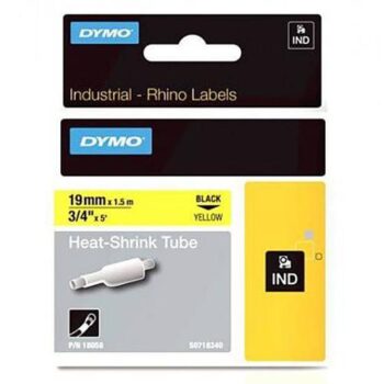 Dymo Rhino Industrial 18058 Heat Shrink Tube 19mmx15m Black On Yellow 18058 Fusion Office