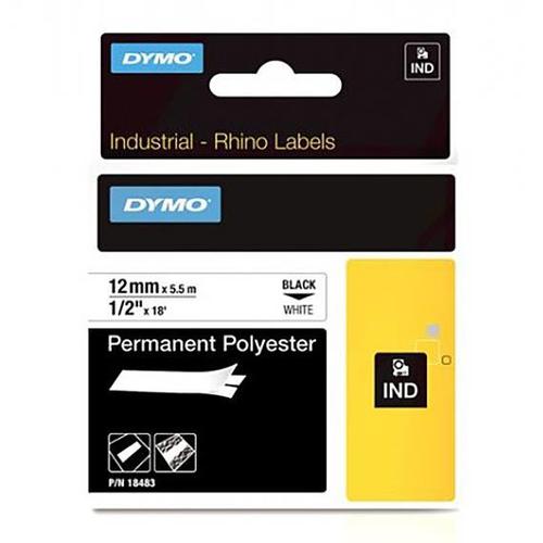 Dymo Rhino Industrial 18483 Permanent Polyester Tape 12mmx55m White 18483 Fusion Office