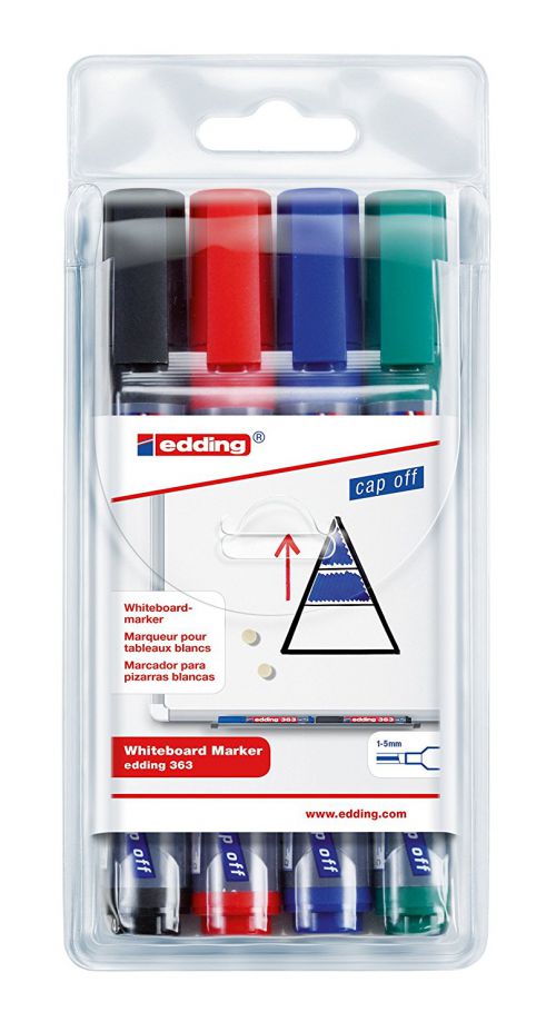 Edding 363 Whiteboard Markers Chisel Tip Assorted Pack 4 4 363 4 Fusion Office